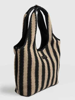 Shoulder Bags|Saint and Sofia Stella Shoulder Tote Bag - Beige/Black Raffia