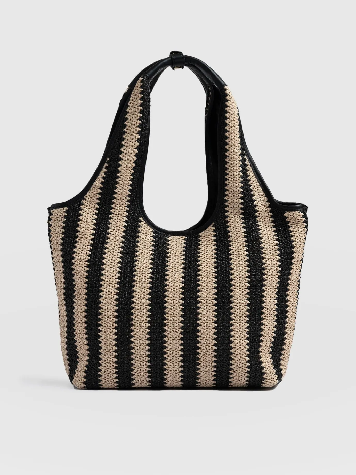 Shoulder Bags|Saint and Sofia Stella Shoulder Tote Bag - Beige/Black Raffia