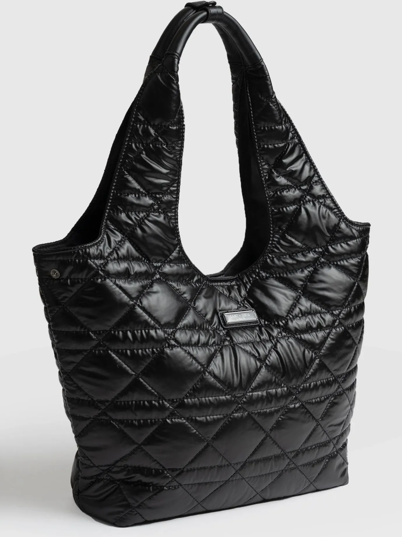 Shoulder Bags|Tote Bags|Saint and Sofia Stella Shoulder Tote Bag - Gloss Black