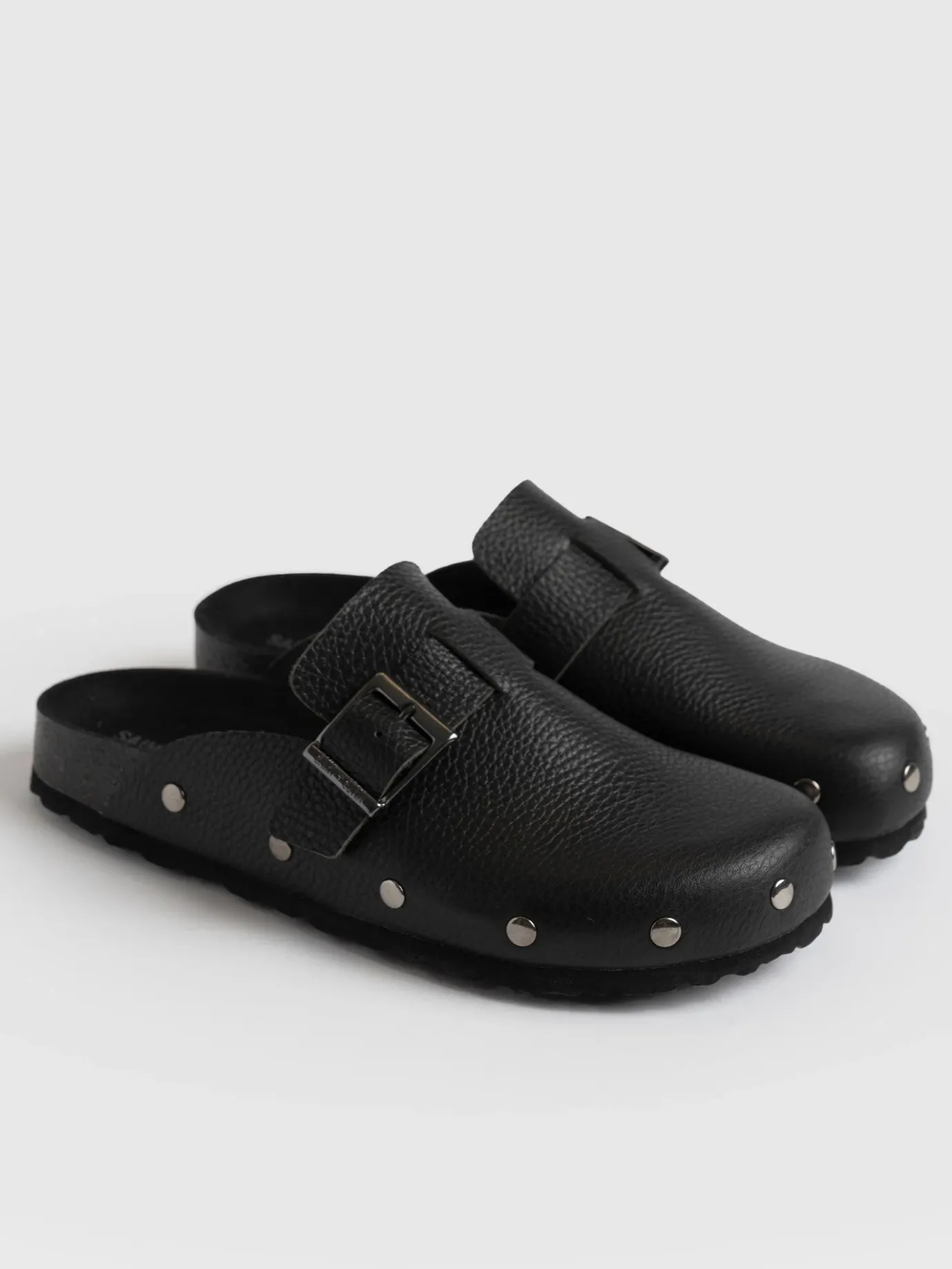 Clogs & Slides|Sandals|Saint and Sofia Studded Clogs - Black