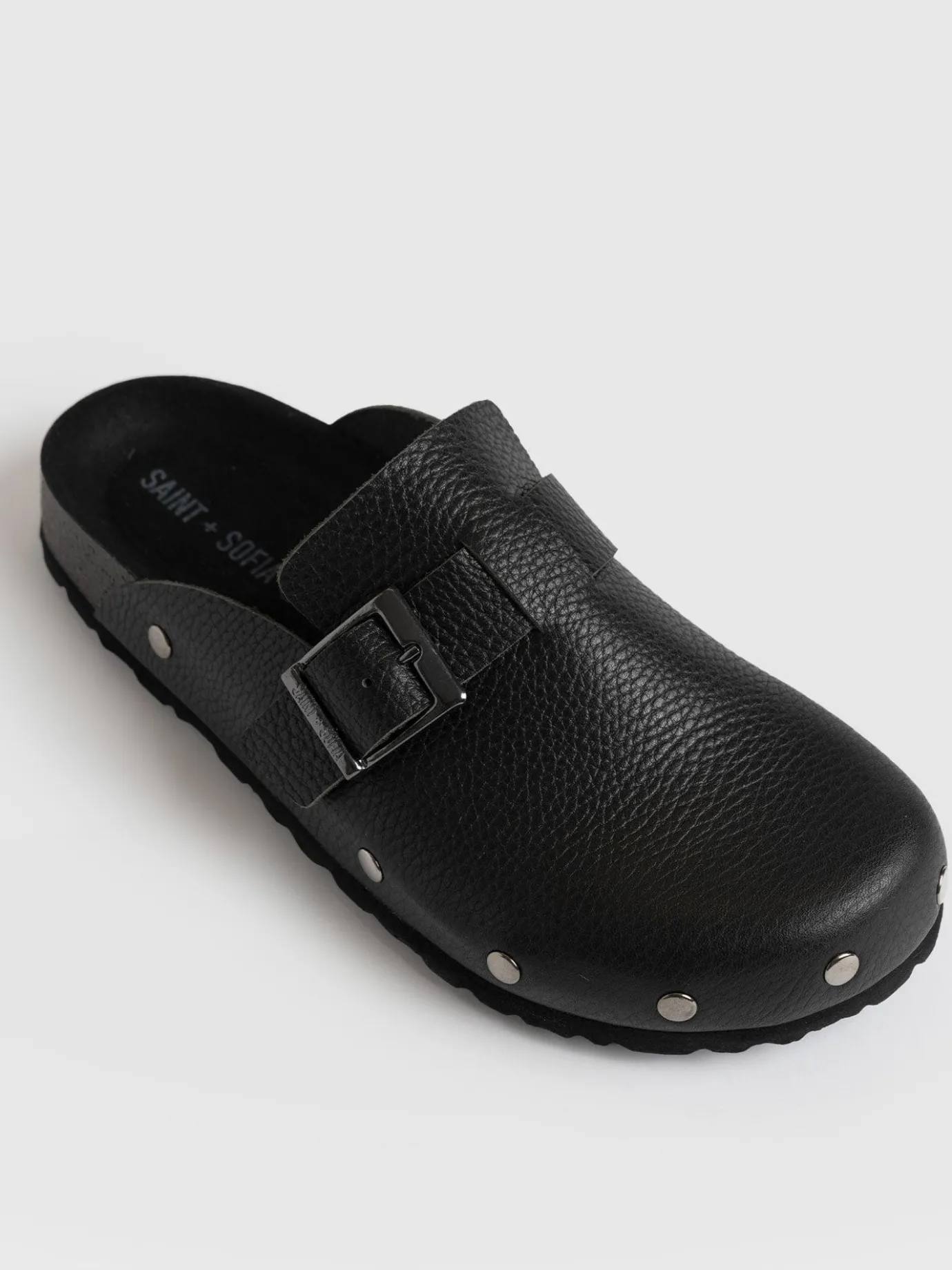 Clogs & Slides|Sandals|Saint and Sofia Studded Clogs - Black