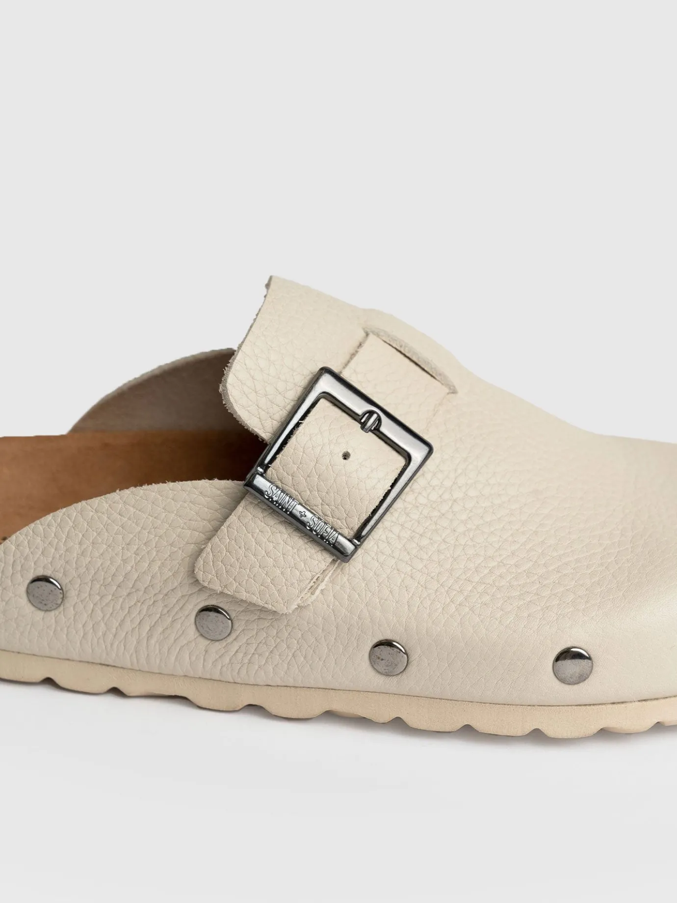 Clogs & Slides|Shoes|Saint and Sofia Studded Clogs - Cream