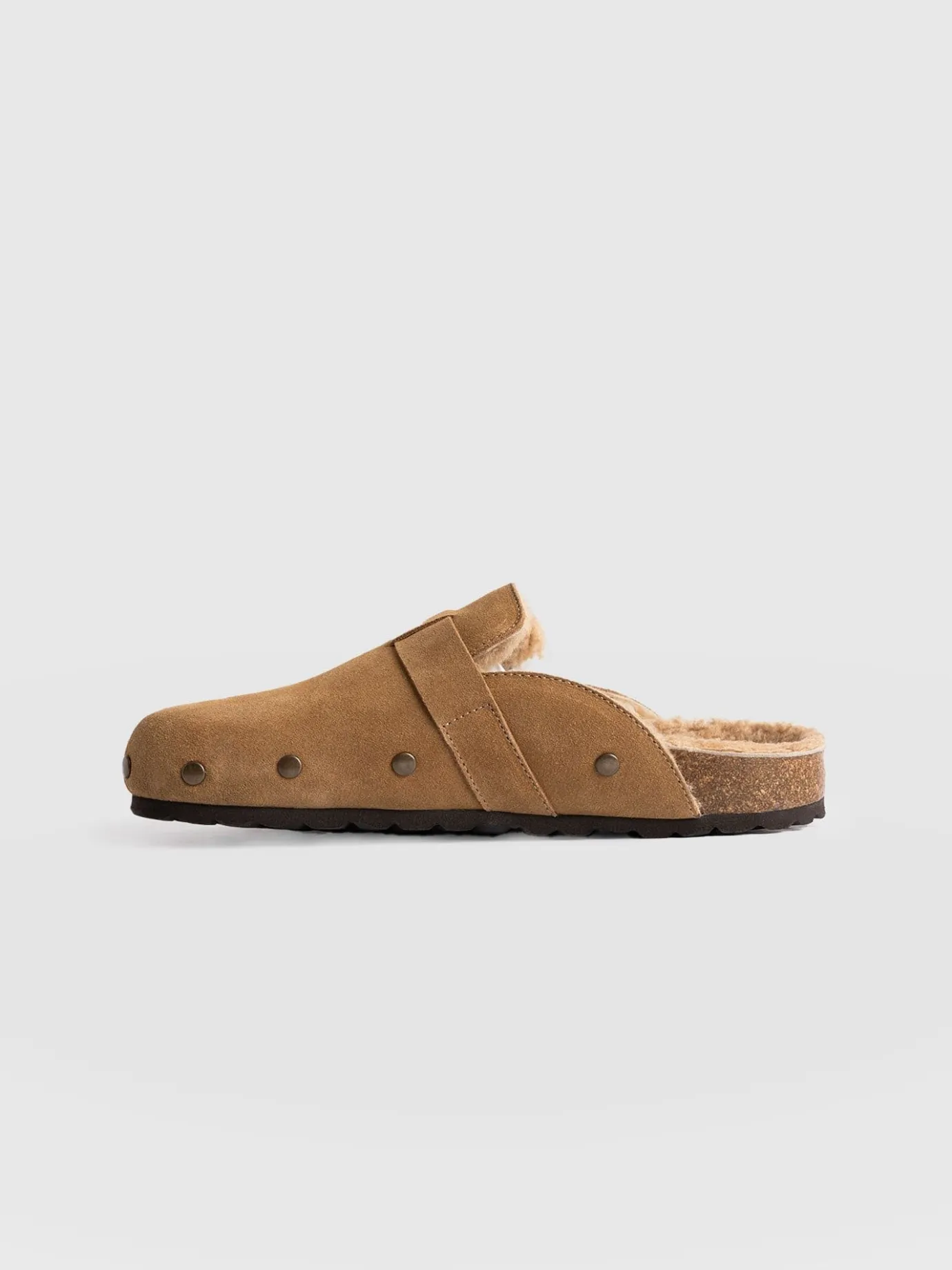 Clogs & Slides|Shoes|Saint and Sofia Studded Clogs - Tan Shearling