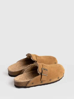 Clogs & Slides|Shoes|Saint and Sofia Studded Clogs - Tan Shearling