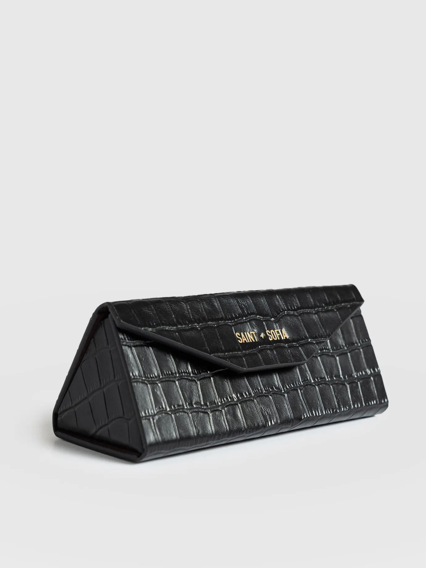 Accessories|Leather|Saint and Sofia Sunglasses Case - Black Croc