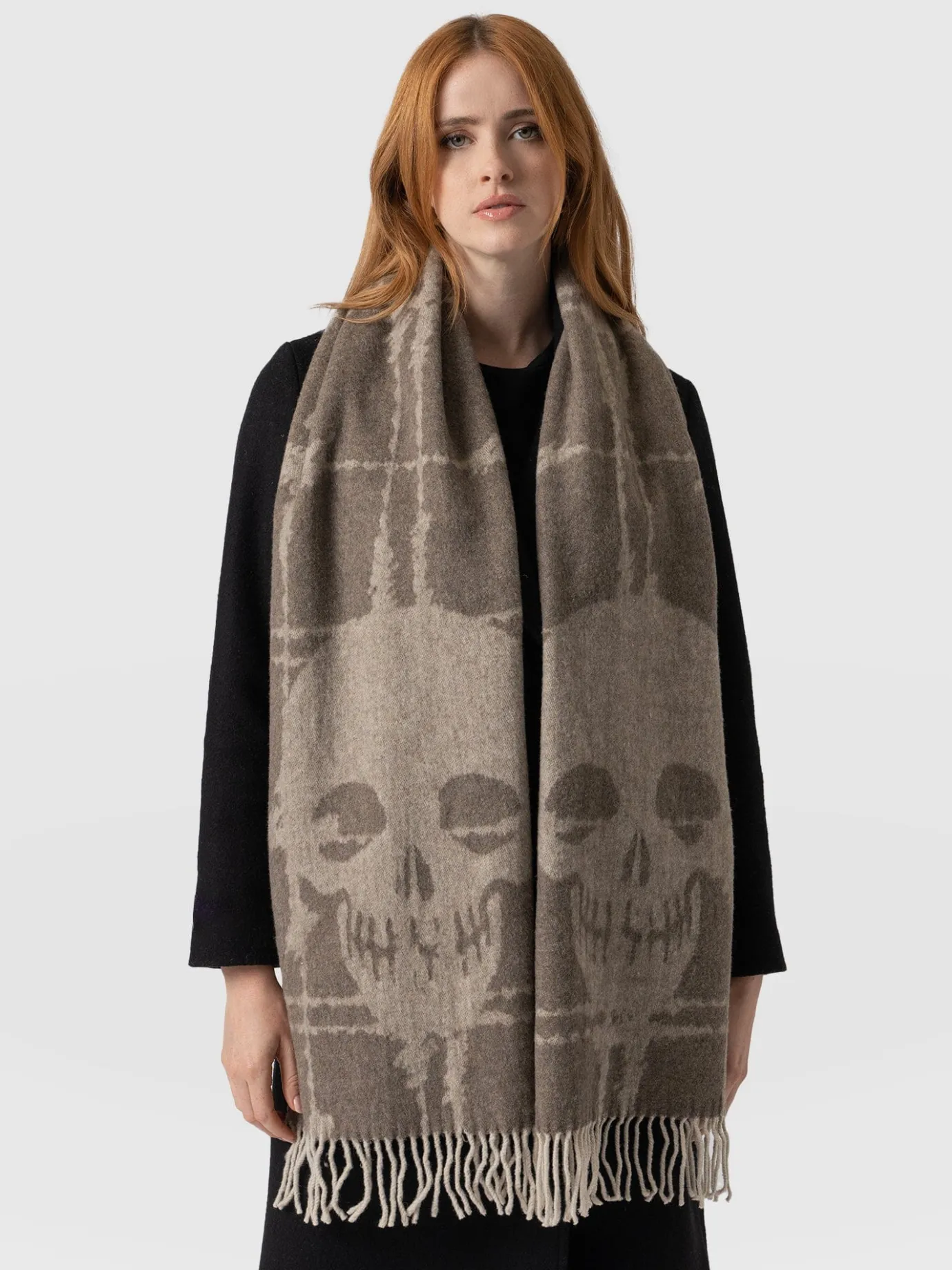Scarves & Hats|Saint and Sofia Sutton Skull Scarf - Beige