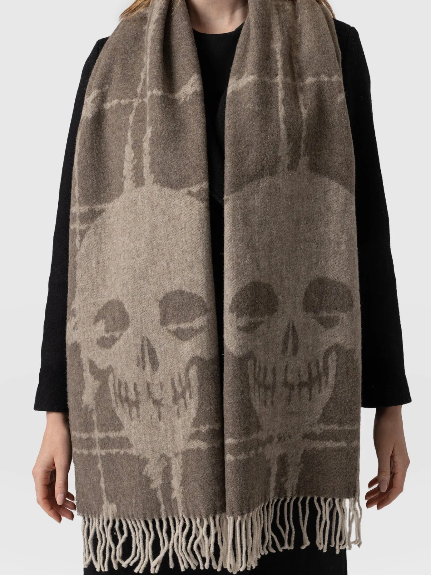 Scarves & Hats|Saint and Sofia Sutton Skull Scarf - Beige