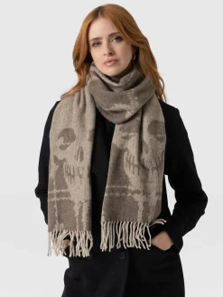 Scarves & Hats|Saint and Sofia Sutton Skull Scarf - Beige