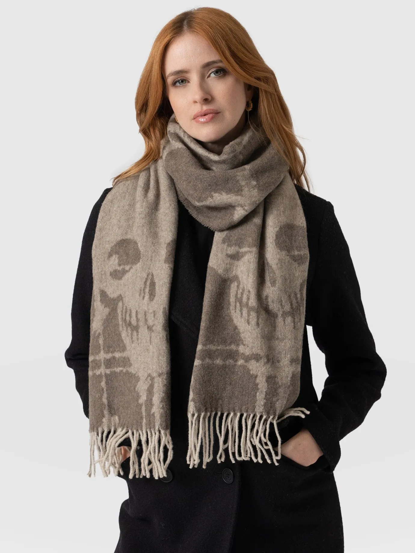 Scarves & Hats|Saint and Sofia Sutton Skull Scarf - Beige