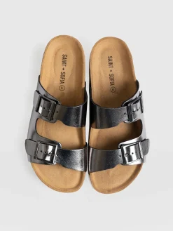 Clogs & Slides|Sandals|Saint and Sofia Sutton Slide - Gunmetal