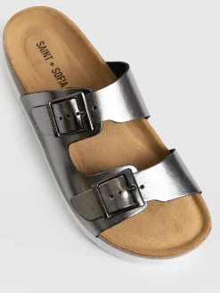 Clogs & Slides|Sandals|Saint and Sofia Sutton Slide - Gunmetal