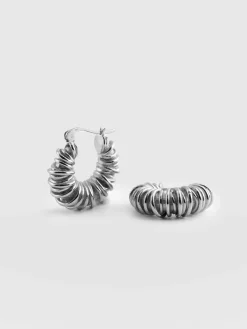 Silver Jewelry|Jewelry|Saint and Sofia Swirl Hoop Earrings - Silver