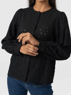 Blouses & Shirts|Saint and Sofia Tabitha Blouse - Black Broderie