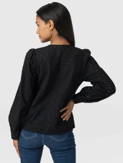 Blouses & Shirts|Saint and Sofia Tabitha Blouse - Black Broderie