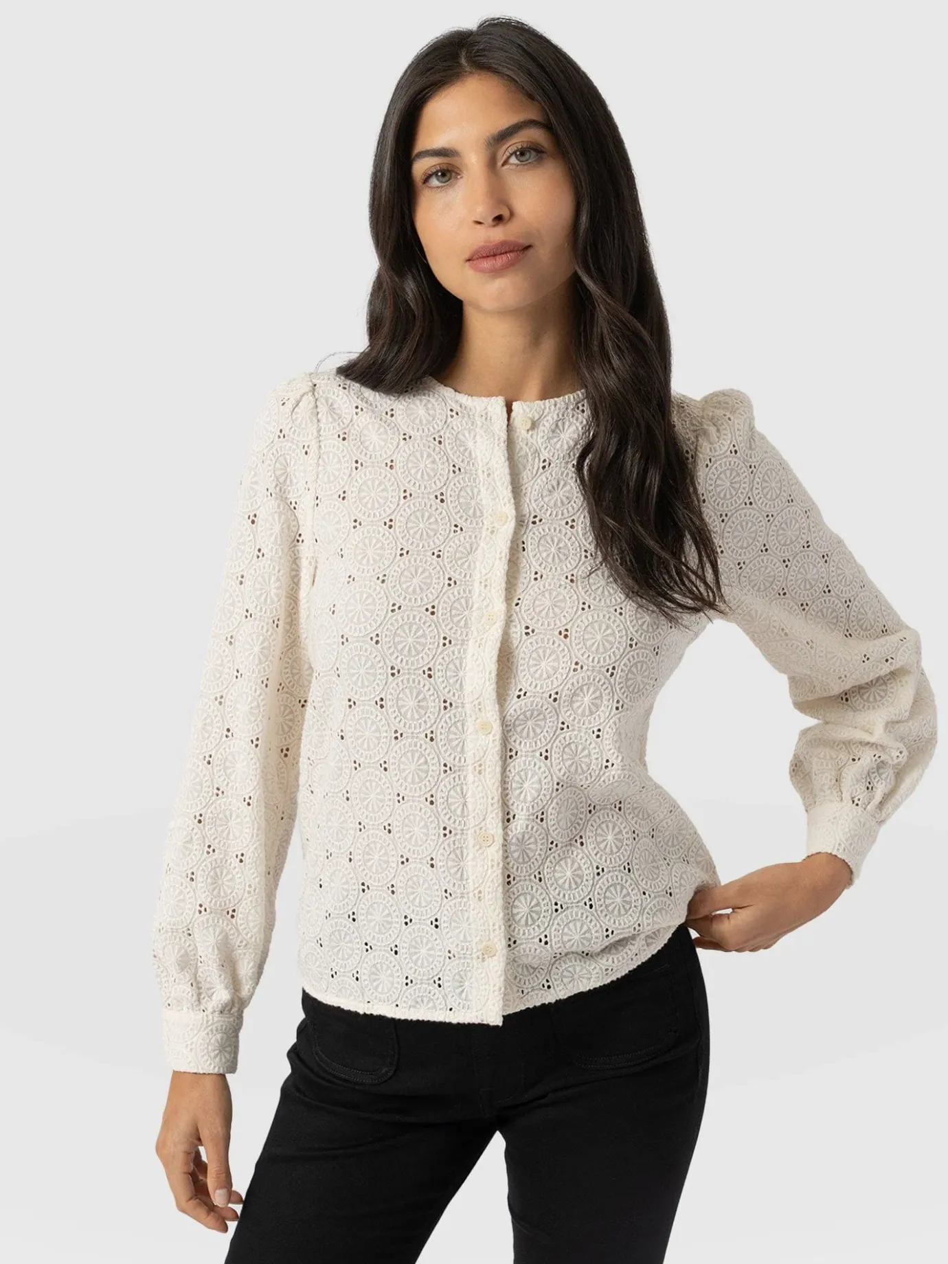 Blouses & Shirts|Saint and Sofia Tabitha Blouse - Cream Broderie