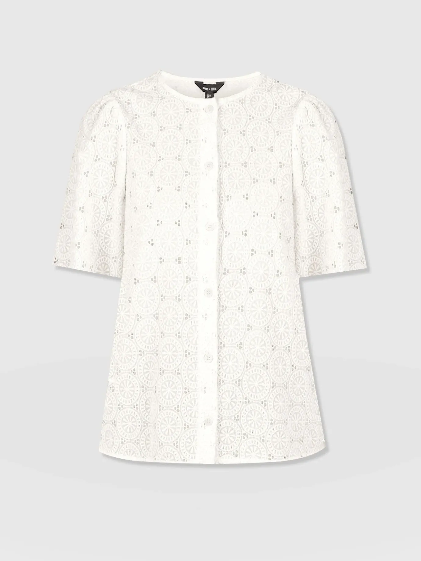 T-shirts & Tanks|Blouses & Shirts|Saint and Sofia Tabitha Short Sleeve Blouse - Cream