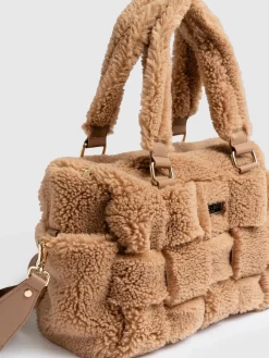 Shoulder Bags|Bags|Saint and Sofia Teddy Woven Duffle Bag - Caramel