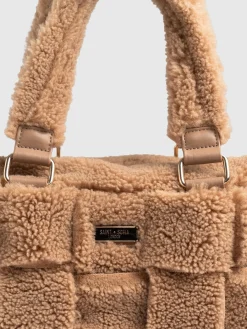 Shoulder Bags|Bags|Saint and Sofia Teddy Woven Duffle Bag - Caramel