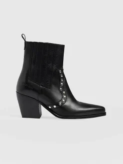 Boots|Shoes|Saint and Sofia Texas Studded Boot - Black