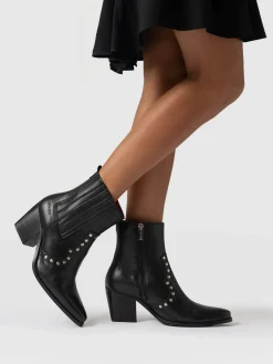 Boots|Shoes|Saint and Sofia Texas Studded Boot - Black