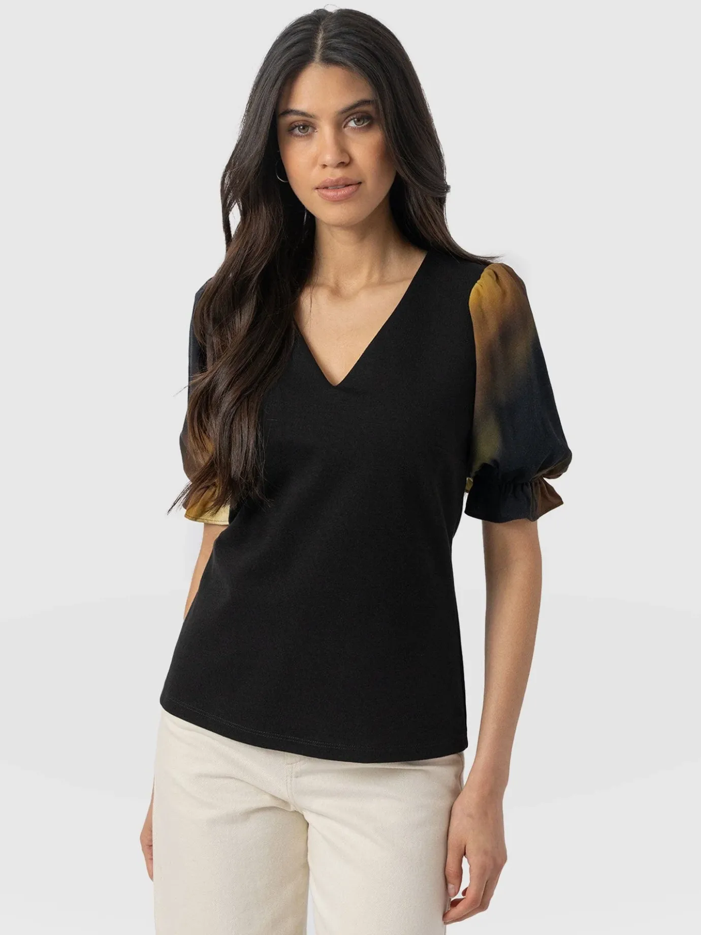 T-shirts & Tanks|Saint and Sofia Tori Puff Sleeve Top - Yellow Gradient