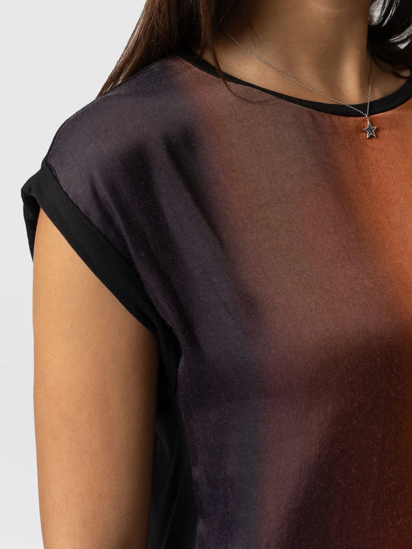 T-shirts & Tanks|Saint and Sofia Turn Up Contrast Tee - Amber Gradient