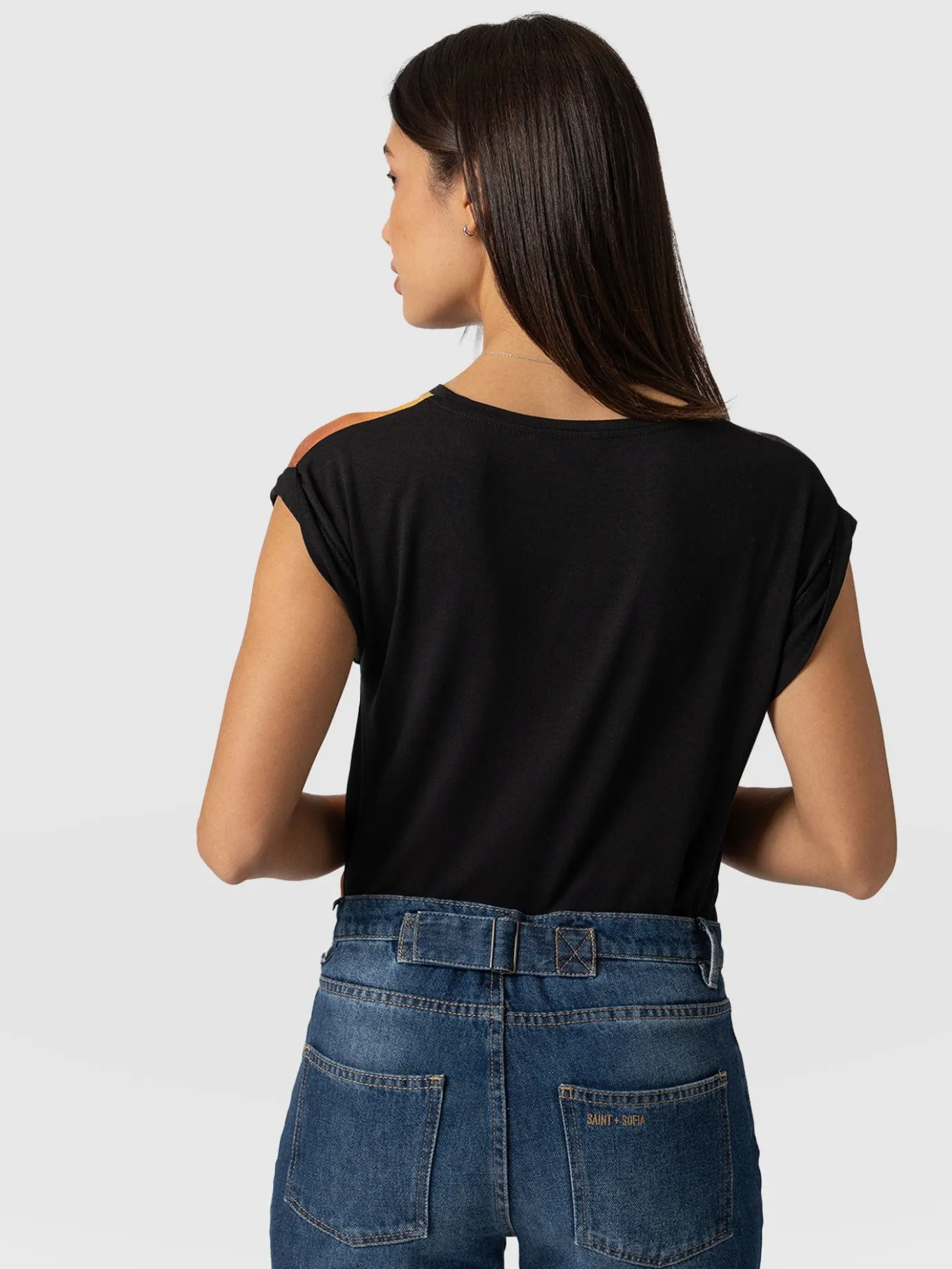 T-shirts & Tanks|Saint and Sofia Turn Up Contrast Tee - Amber Gradient