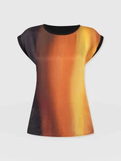 T-shirts & Tanks|Saint and Sofia Turn Up Contrast Tee - Amber Gradient