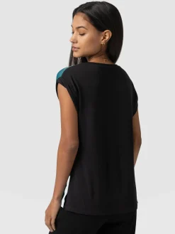 T-shirts & Tanks|Saint and Sofia Turn Up Contrast Tee - Blue Coral