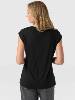 T-shirts & Tanks|Saint and Sofia Turn Up Contrast Tee - Cream Snake