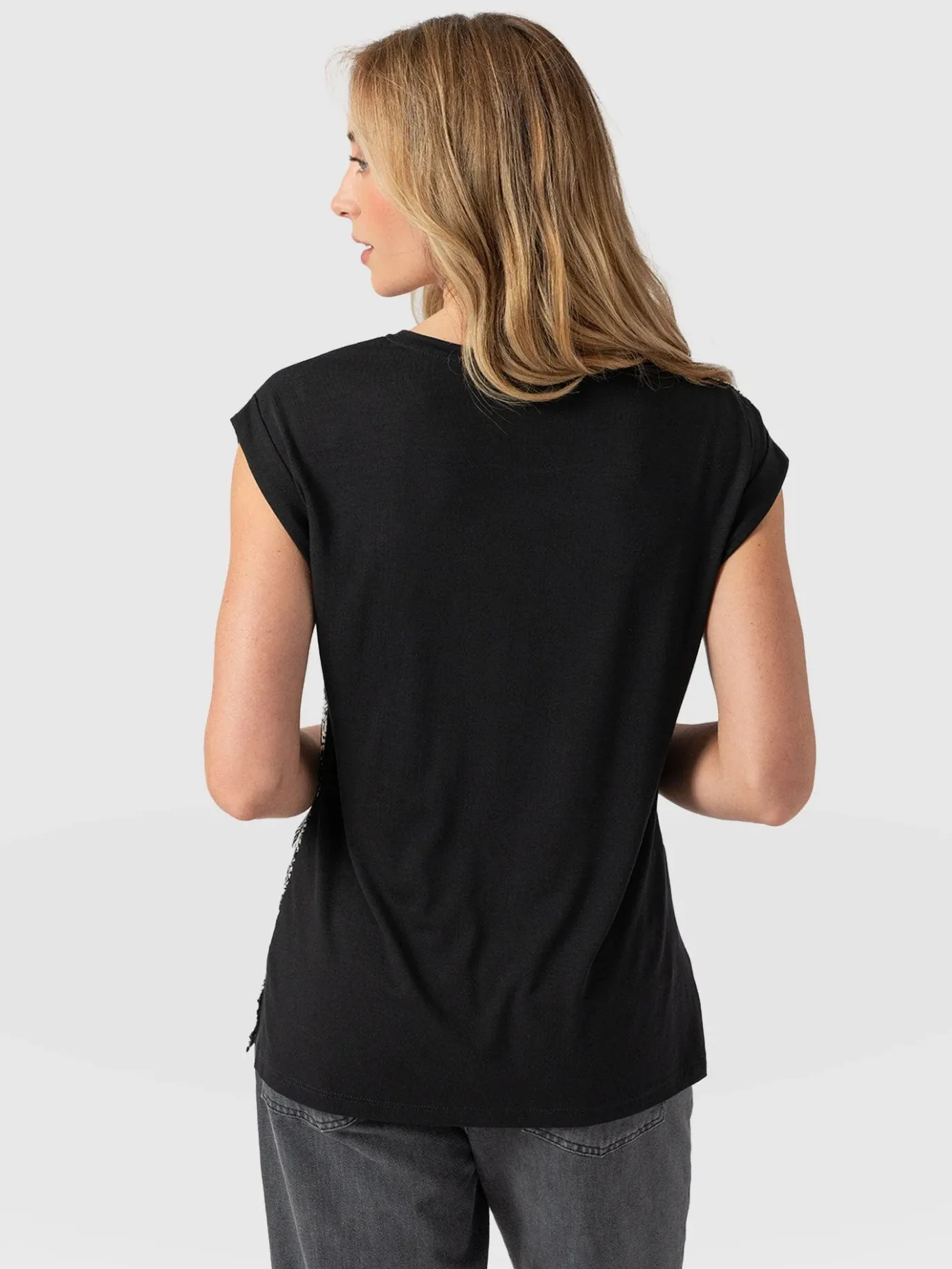 T-shirts & Tanks|Saint and Sofia Turn Up Contrast Tee - Cream Snake
