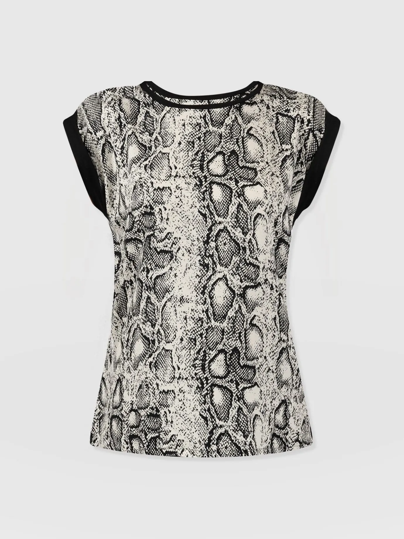 T-shirts & Tanks|Saint and Sofia Turn Up Contrast Tee - Cream Snake