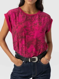 T-shirts & Tanks|Saint and Sofia Turn Up Contrast Tee - Pink Marble