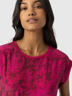 T-shirts & Tanks|Saint and Sofia Turn Up Contrast Tee - Pink Marble