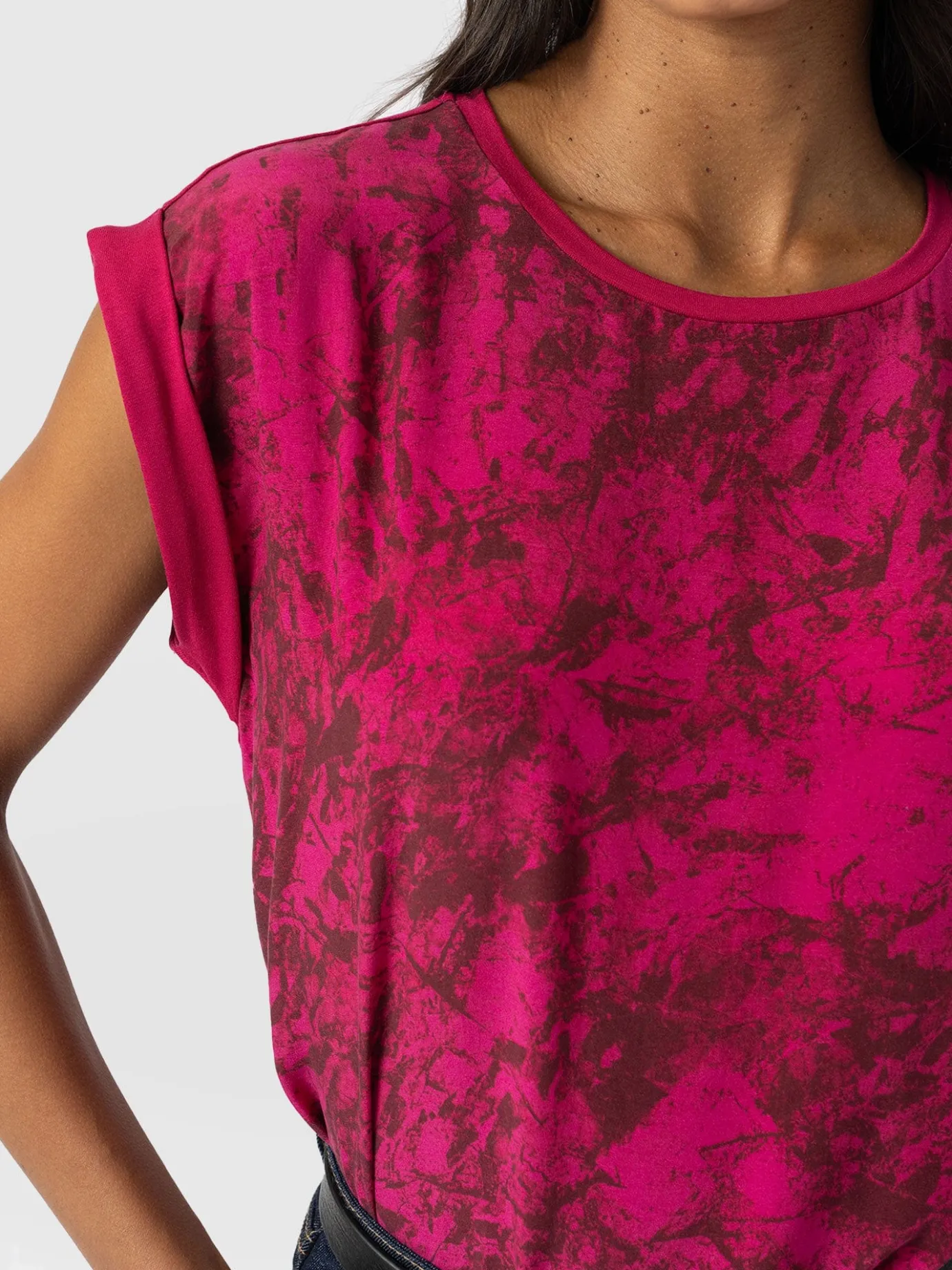 T-shirts & Tanks|Saint and Sofia Turn Up Contrast Tee - Pink Marble