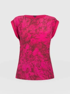 T-shirts & Tanks|Saint and Sofia Turn Up Contrast Tee - Pink Marble