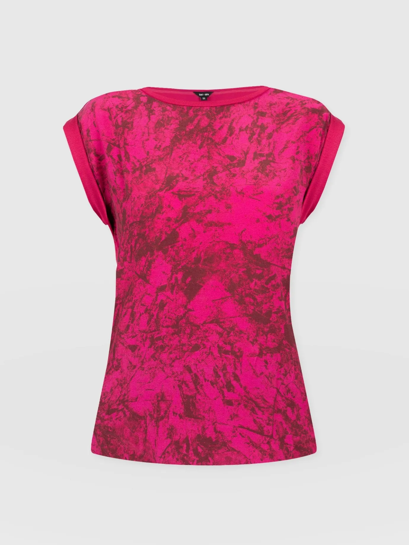 T-shirts & Tanks|Saint and Sofia Turn Up Contrast Tee - Pink Marble