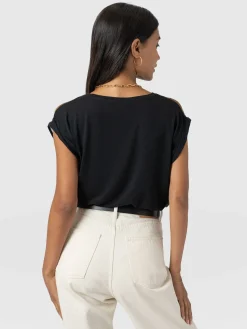 T-shirts & Tanks|Saint and Sofia Turn Up Contrast Tee - Yellow Gradient