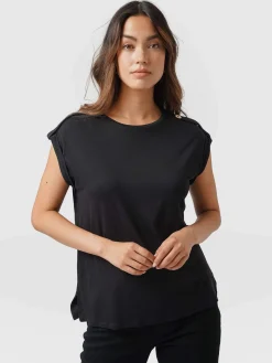 T-shirts & Tanks|Saint and Sofia Turn Up Tee - Black