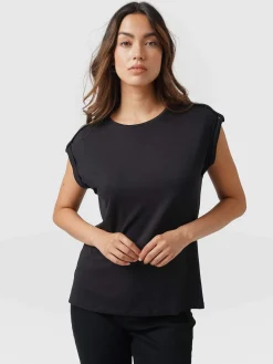 T-shirts & Tanks|Saint and Sofia Turn Up Tee - Black