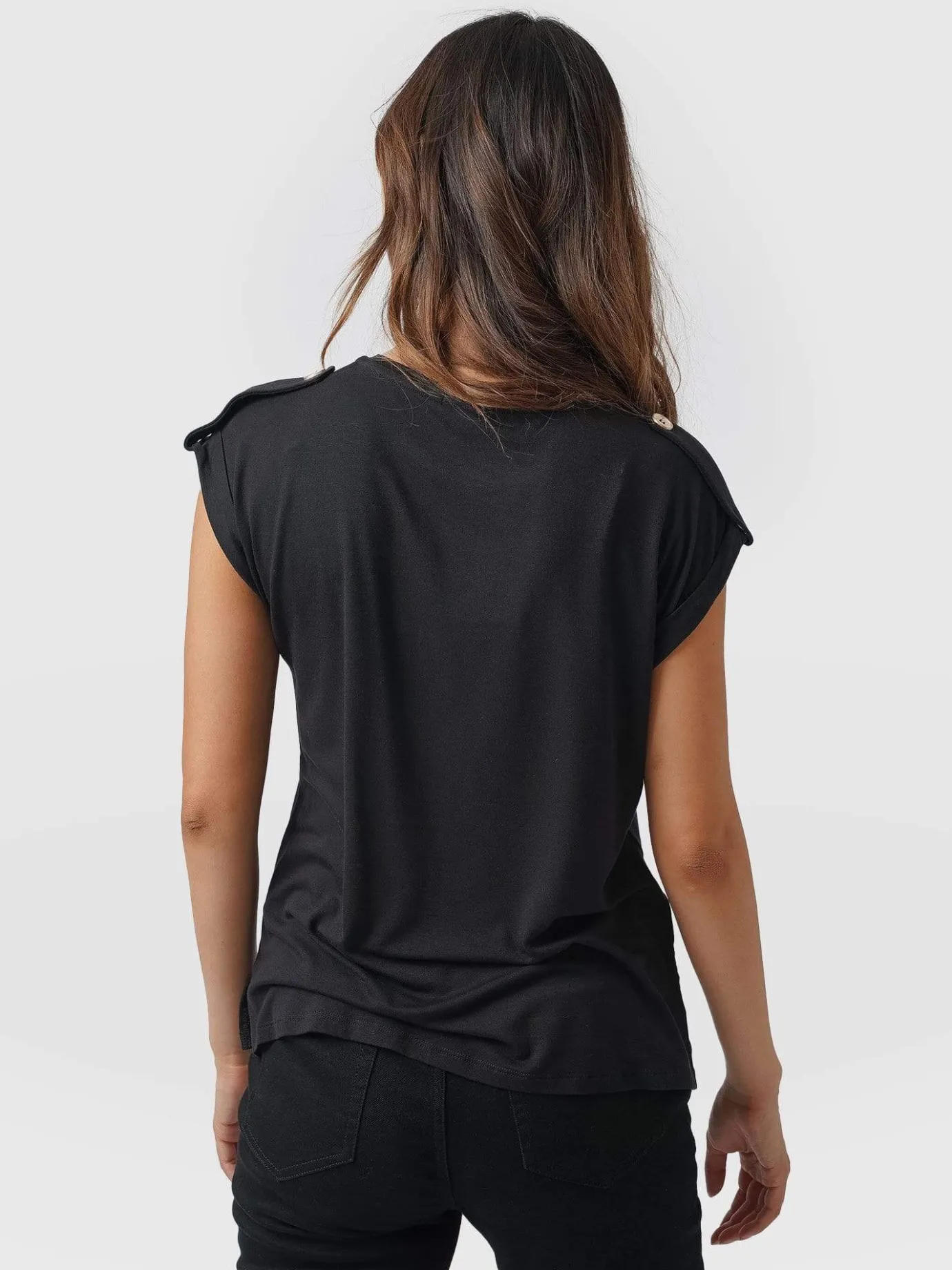 T-shirts & Tanks|Saint and Sofia Turn Up Tee - Black