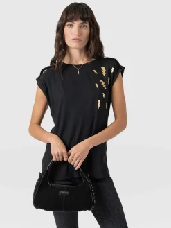 T-shirts & Tanks|Saint and Sofia Turn Up Tee - Black Lightning