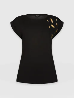 T-shirts & Tanks|Saint and Sofia Turn Up Tee - Black Lightning