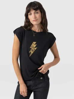 T-shirts & Tanks|Saint and Sofia Turn Up Tee - Black Rock N Roll
