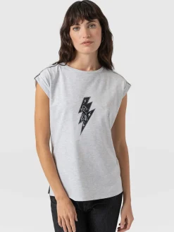 T-shirts & Tanks|Saint and Sofia Turn Up Tee - Grey Rock N Roll