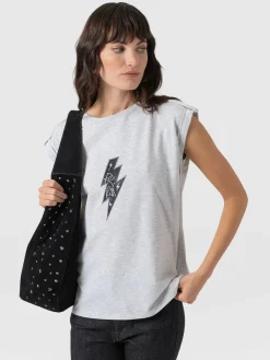 T-shirts & Tanks|Saint and Sofia Turn Up Tee - Grey Rock N Roll
