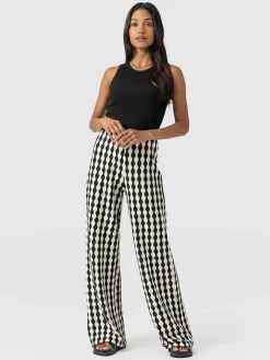 Pants|Saint and Sofia Victory Wide Leg Pant - Black/Cream