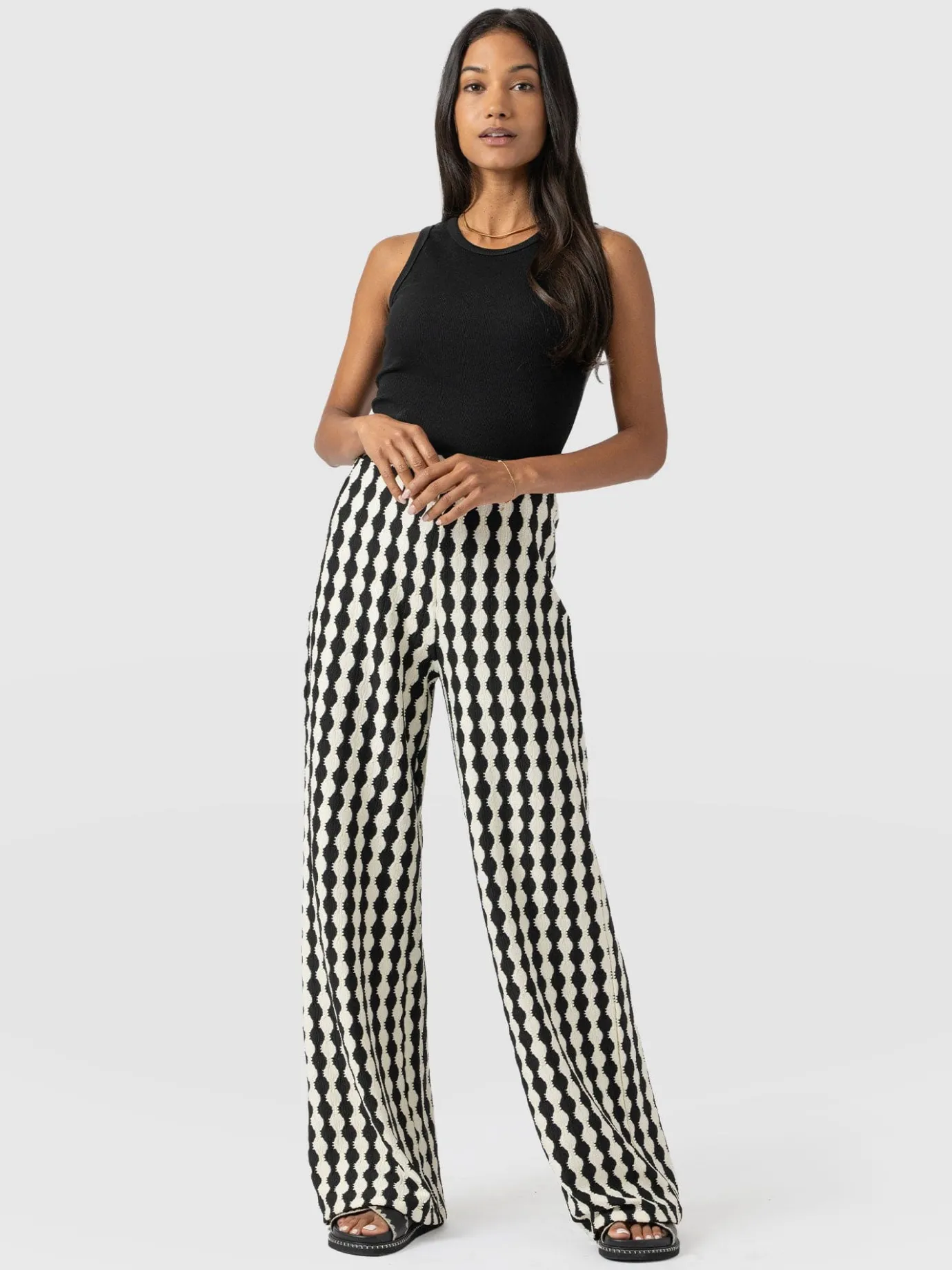 Pants|Saint and Sofia Victory Wide Leg Pant - Black/Cream