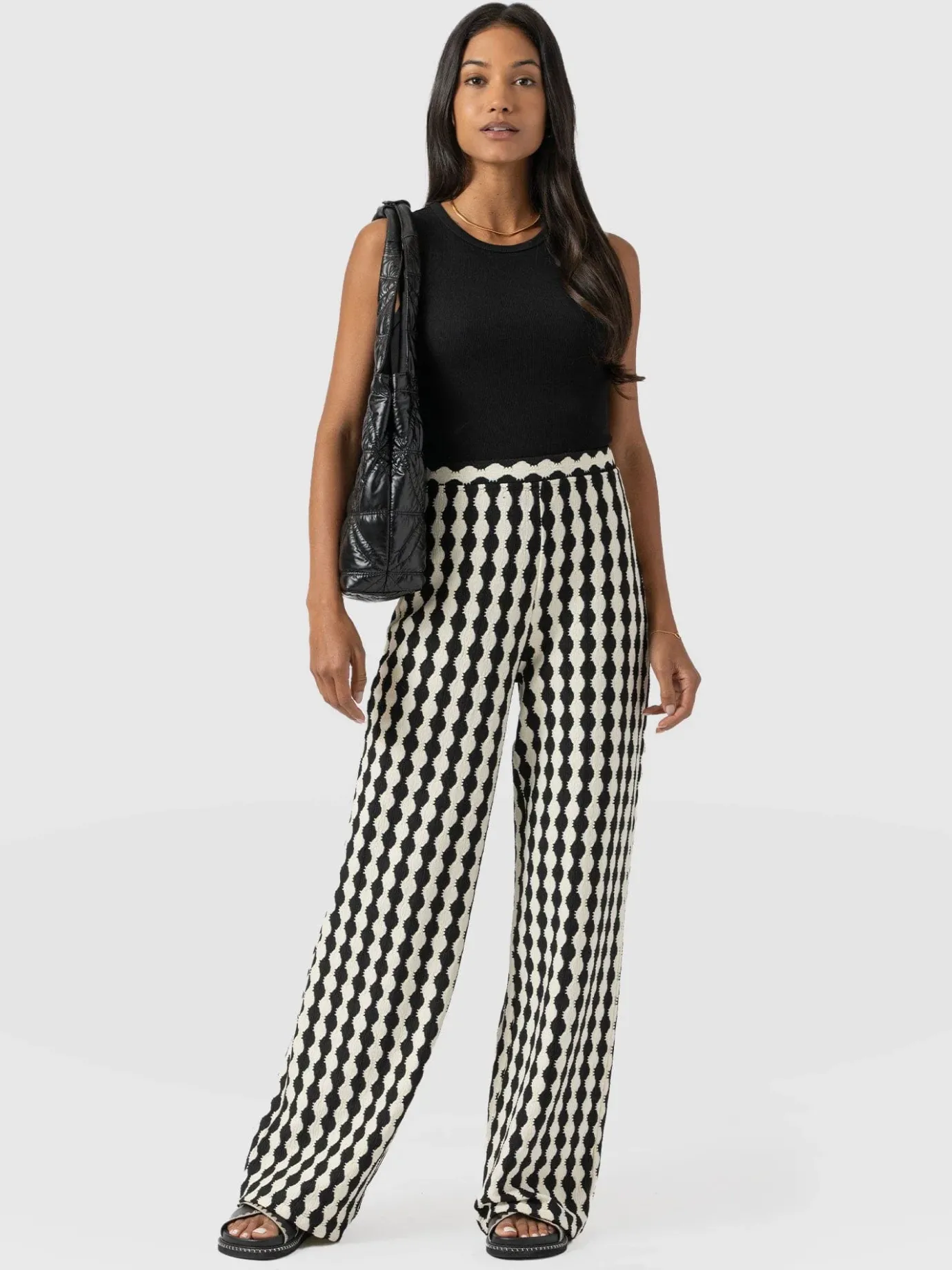 Pants|Saint and Sofia Victory Wide Leg Pant - Black/Cream