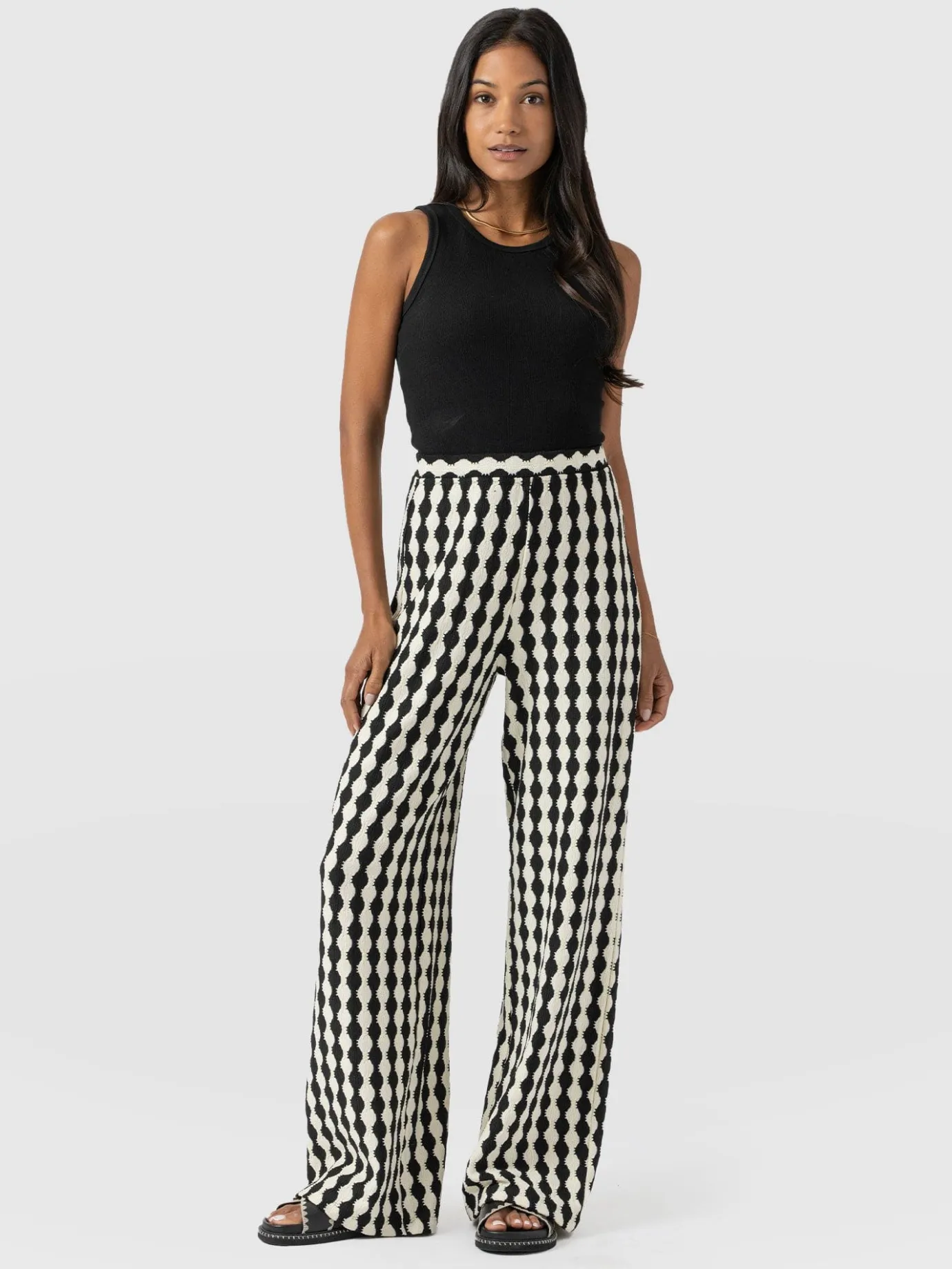 Pants|Saint and Sofia Victory Wide Leg Pant - Black/Cream